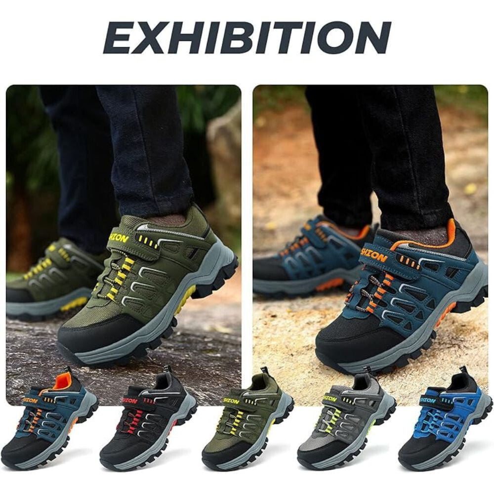 ASHION Kinder Wanderschuhe – Atmungsaktive Rutschfeste Sportschuhe Blau-Orange