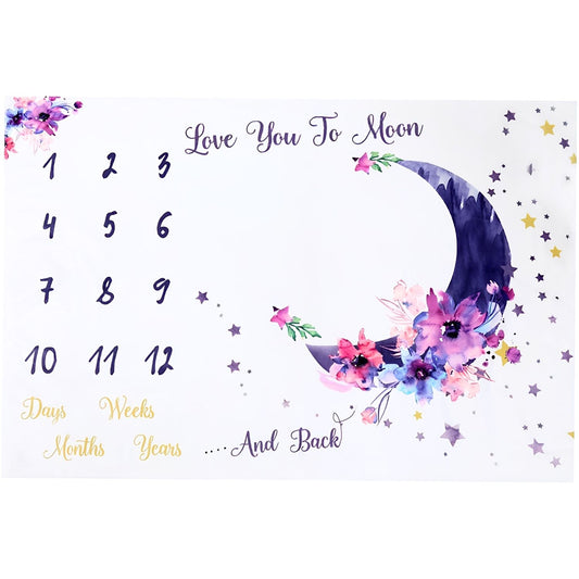 Ever Fairy Meilenstein Babytuch - Fleece, 150×100 cm, Lila Mondmuster