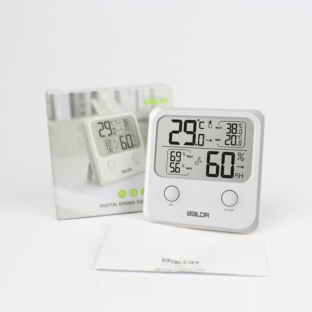 Digitales Raumthermometer mit Celsius-Anzeige und Bedienungsanleitung