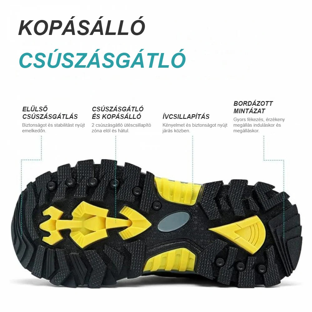 Gyerek túracipő kopásálló, csúszásgátló talpa alulról