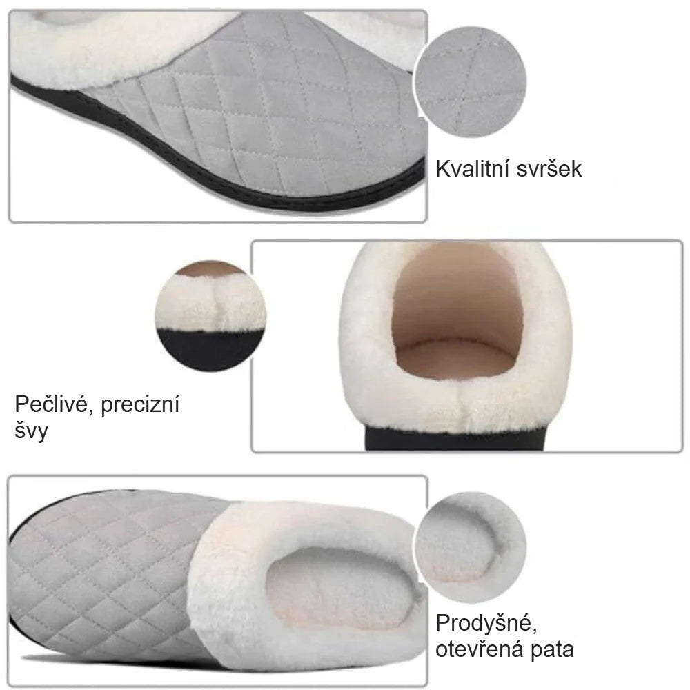 Detaily bačkor: prošívaný svršek, pečlivé šití, otevřená pata