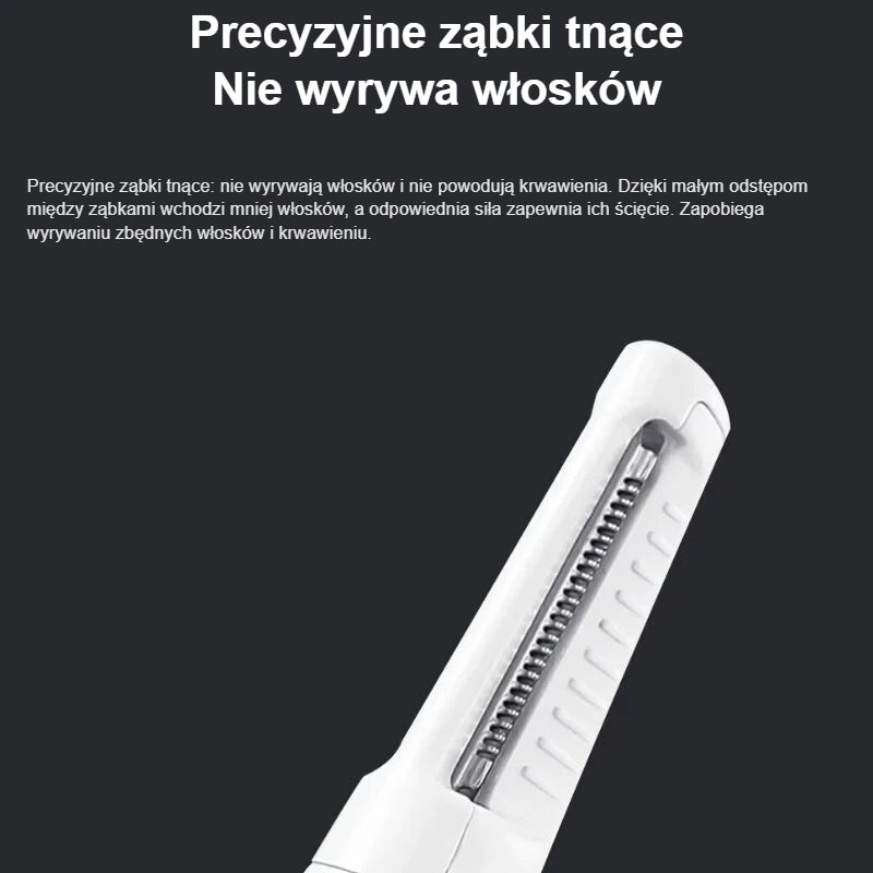 Precyzyjne ząbki tnące trymera do nosa, które nie wyrywają włosków