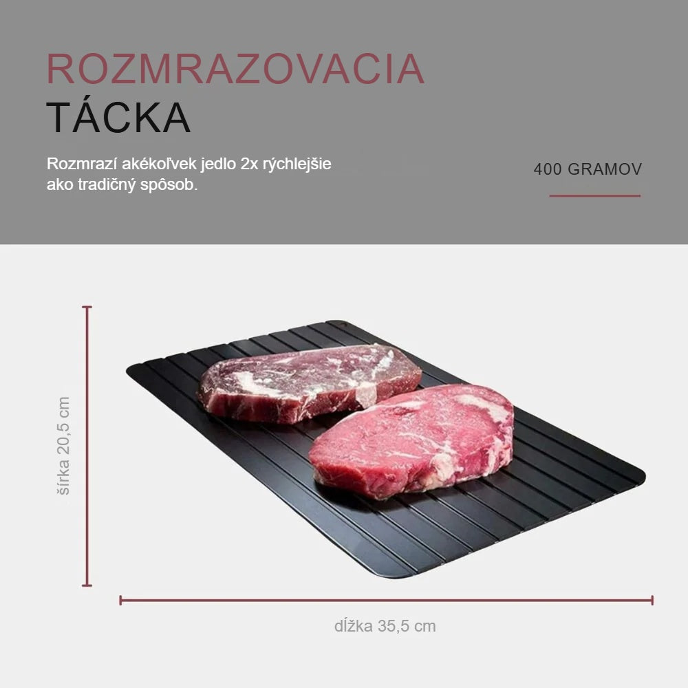 Rozmerový nákres rozmrazovacej tácky: 35,5 x 20,5 cm