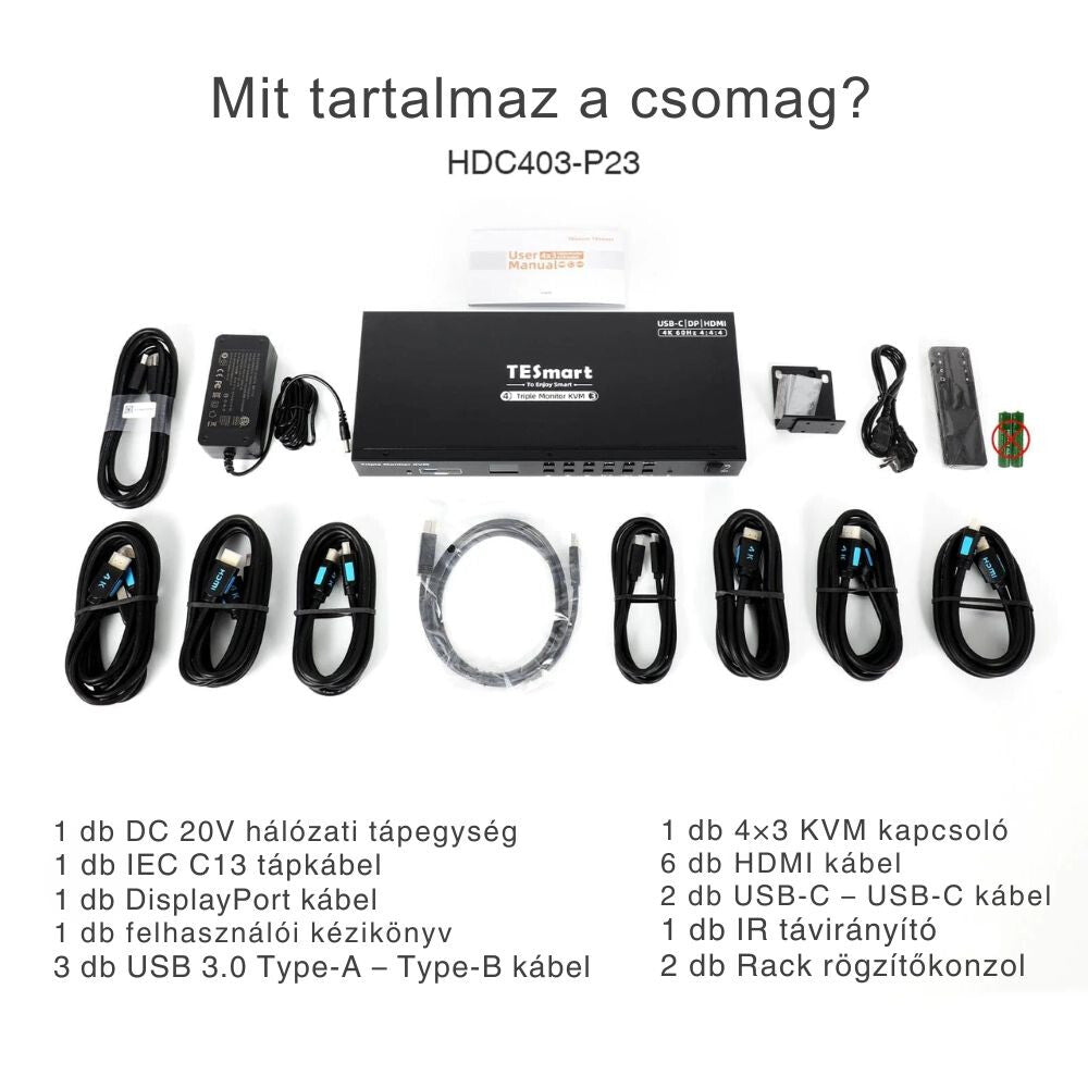 Tesmart MST KVM Dockingstation für 3 Monitore 4K 60Hz – 1 Laptop + 3 PCs