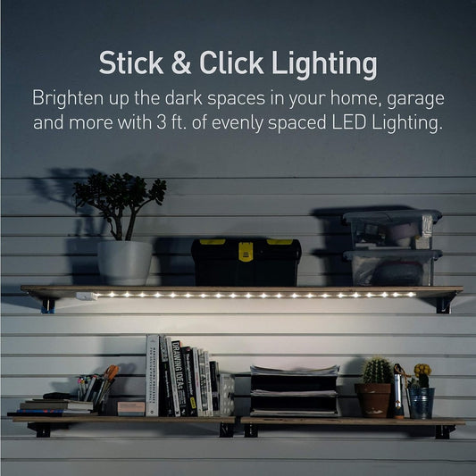 LED Szalag Lámpa Nyomógombos Kapcsolóval – 90 cm, Elemes, Meleg Fehér Fény, Öntapadós Világítás - BShopy
