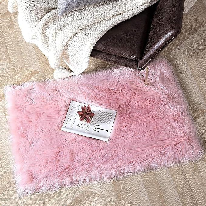 Topspitgo Rosa Kunstfell Teppich - Weiche Wohnraumdekoration in 70x135 cm Größe