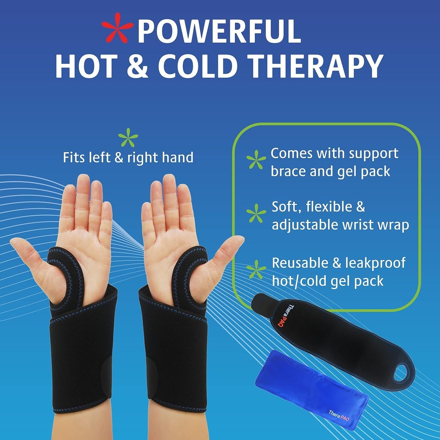Handgelenkstütze und Kompressionsbandage mit wiederverwendbarem Kalt-Warm-Gelpad