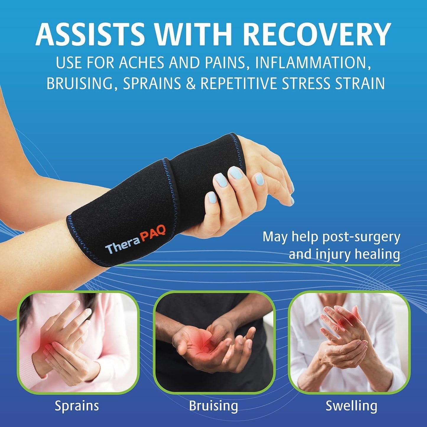 Handgelenkstütze und Kompressionsbandage mit wiederverwendbarem Kalt-Warm-Gelpad