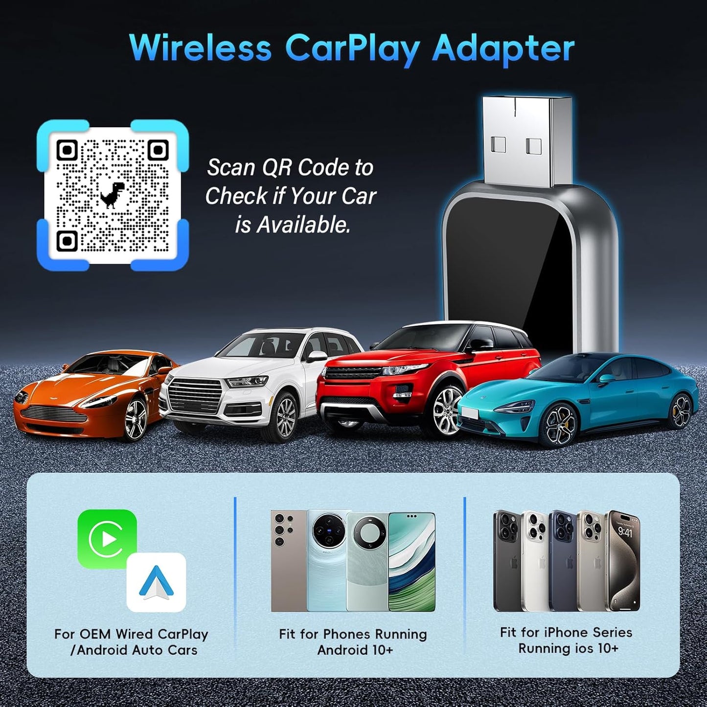 2 v 1 Bezdrôtový Adaptér CarPlay a Android Auto – Jednoduché Bezdrôtové Pripojenie v Aute