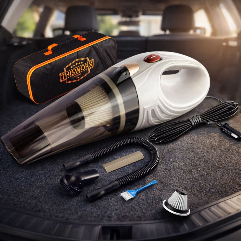 Auto-Handstaubsauger Set 12V - Tragbarer Mini-Auto-Staubsauger, Starke Saugleistung, Mit langem Kabel