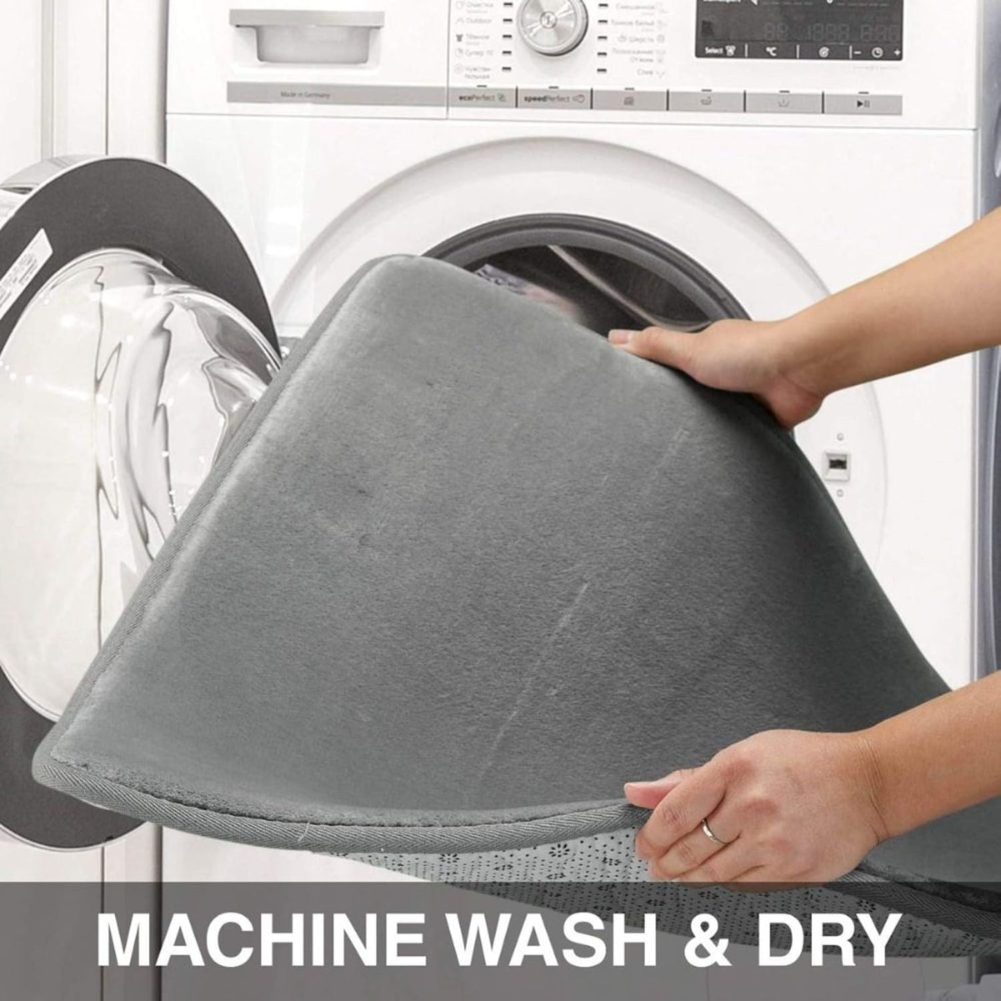 Genteele Extra weiche Memory-Schaum Badezimmermatte – Rutschfeste Unterseite, Grau