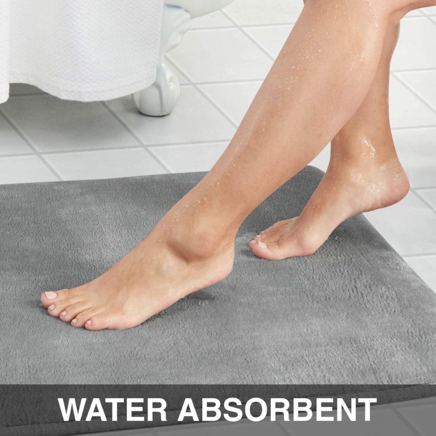 Genteele Extra weiche Memory-Schaum Badezimmermatte – Rutschfeste Unterseite, Grau