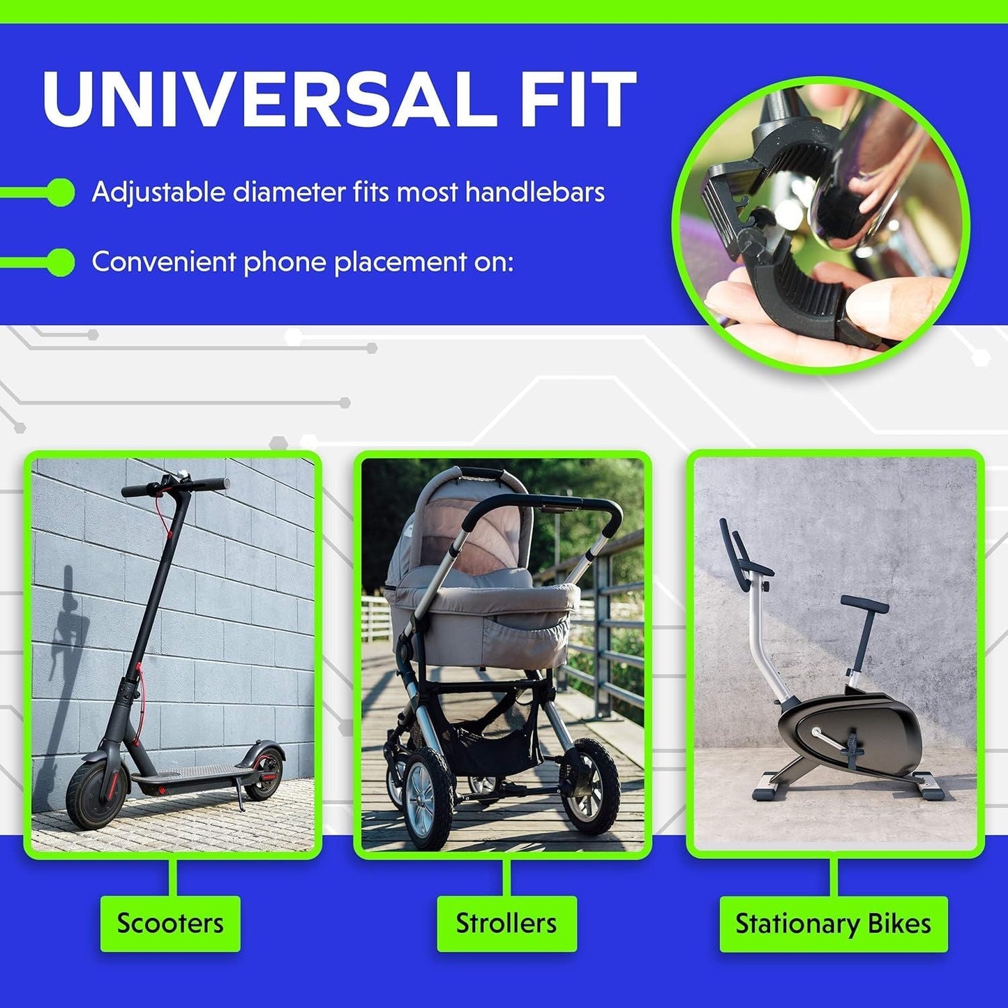 Mongoora Universelle Fahrrad-Handyhalterung – 360° Drehung und extra sicherem Silikonnetz