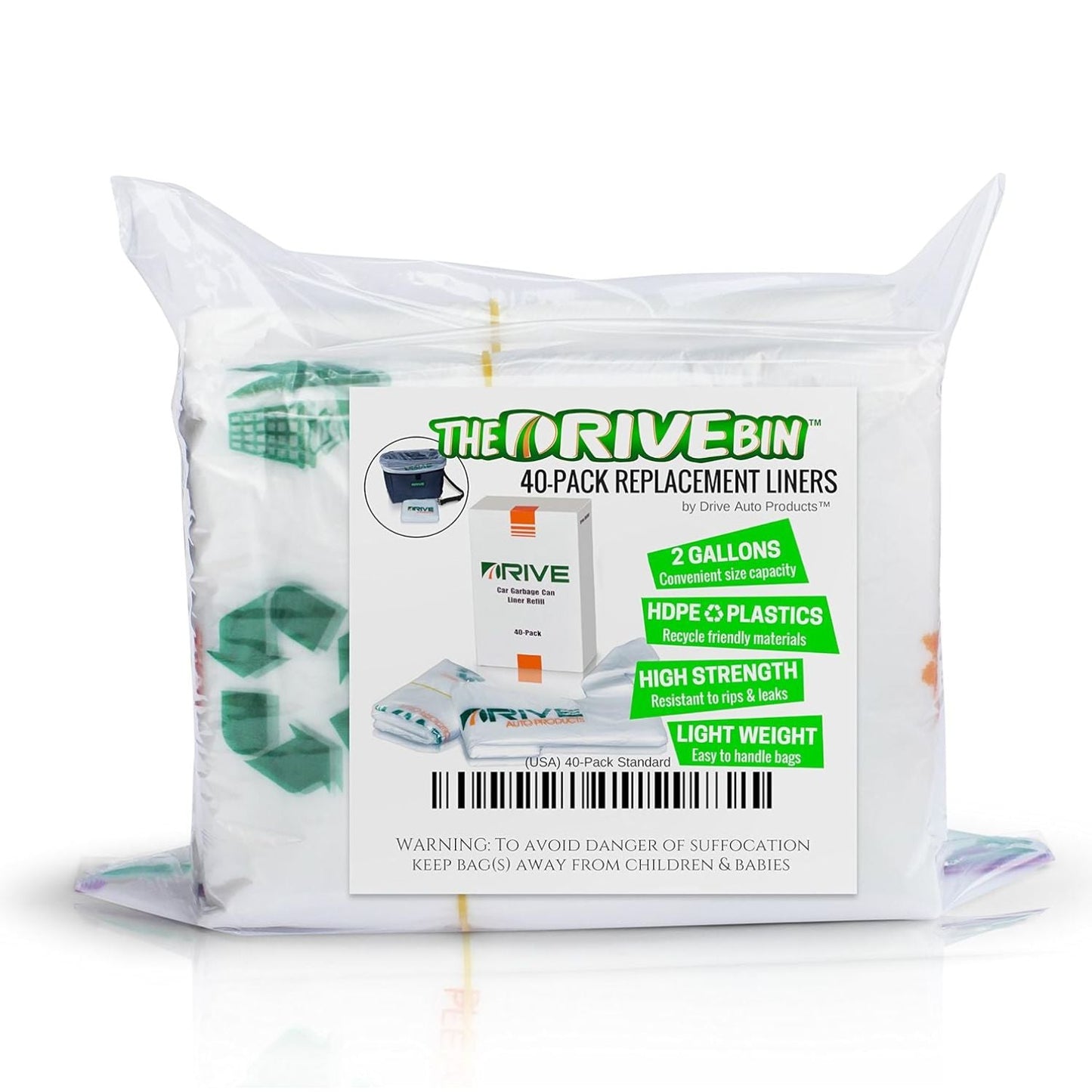 Premium Auto-Müllbeutel Nachfüllpack – 40 Stück auslaufsichere HDPE-Beutel