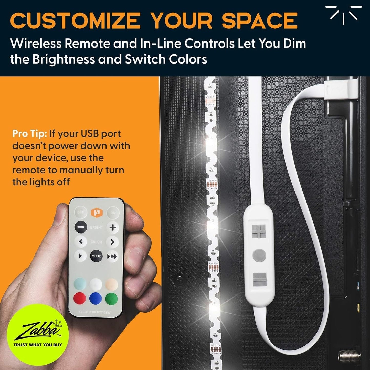 Luminoodle Color RGB TV Hintergrundbeleuchtung – Farbwechselnder LED-Streifen für Monitore und Fernseher