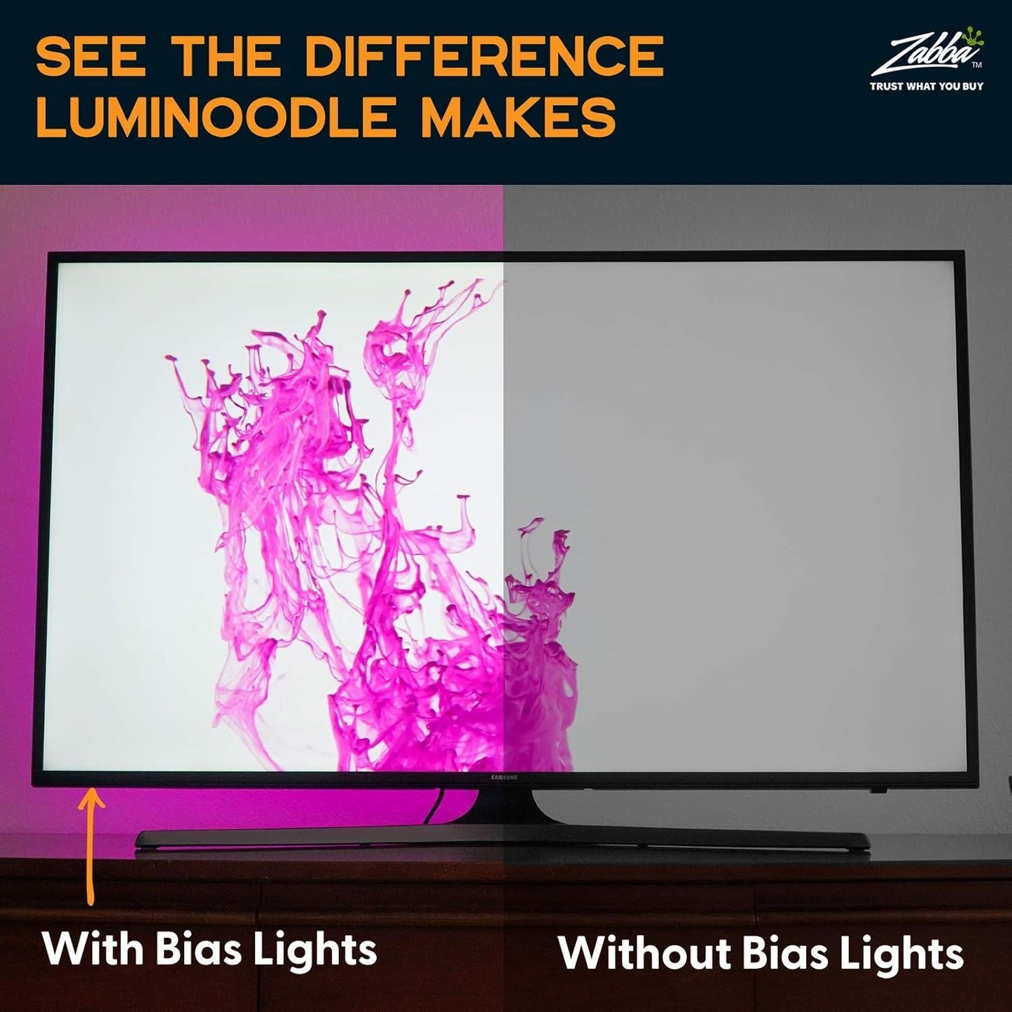 Luminoodle Color RGB TV Hintergrundbeleuchtung – Farbwechselnder LED-Streifen für Monitore und Fernseher