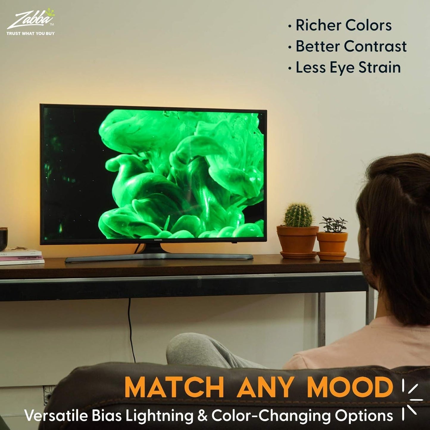 Luminoodle Color RGB TV Hintergrundbeleuchtung – Farbwechselnder LED-Streifen für Monitore und Fernseher