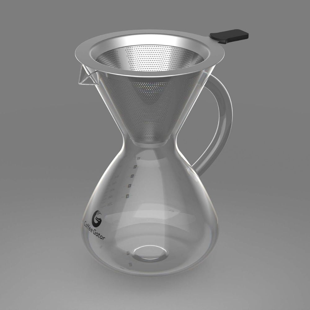 Pour-Over Kaffeebereiter 800ml – Glaskanne mit Metallfilter, Handfilter-Kaffeemaschine