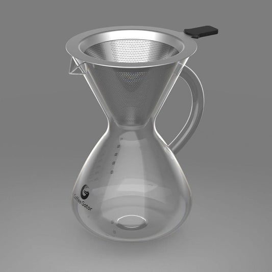 Pour Over кафе машина 800 мл – Стъклен чайник с метален филтър, ръчно филтрирано кафе