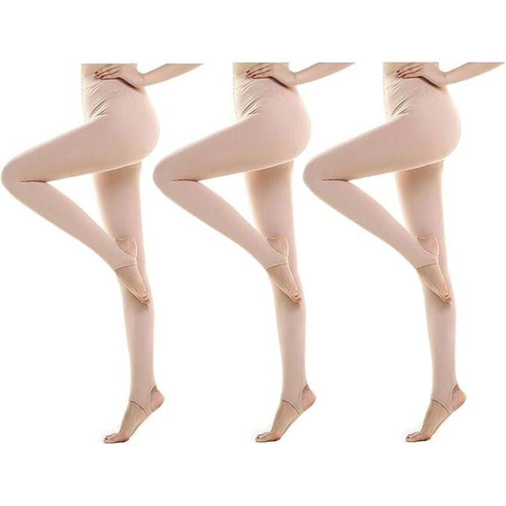Yulaixuan Damen Fußlose Strumpfhose, 3 Stück (Hautfarbe)