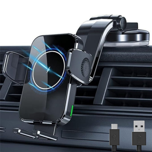 Încărcător Auto Wireless Yitumu A26 15W Qi – Funcție de Încărcare Rapidă și Suport Rotativ 360°
