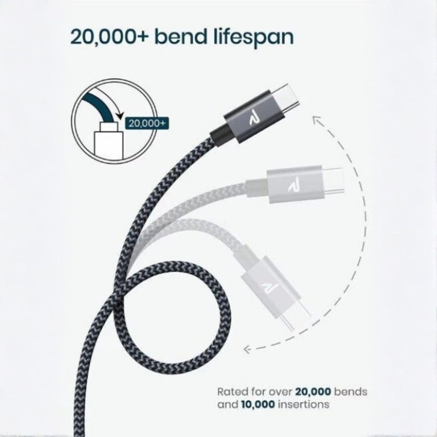 Rampow USB-C Geflochtener Datenkabel 2m Grau - Schnellladung und Datenübertragung