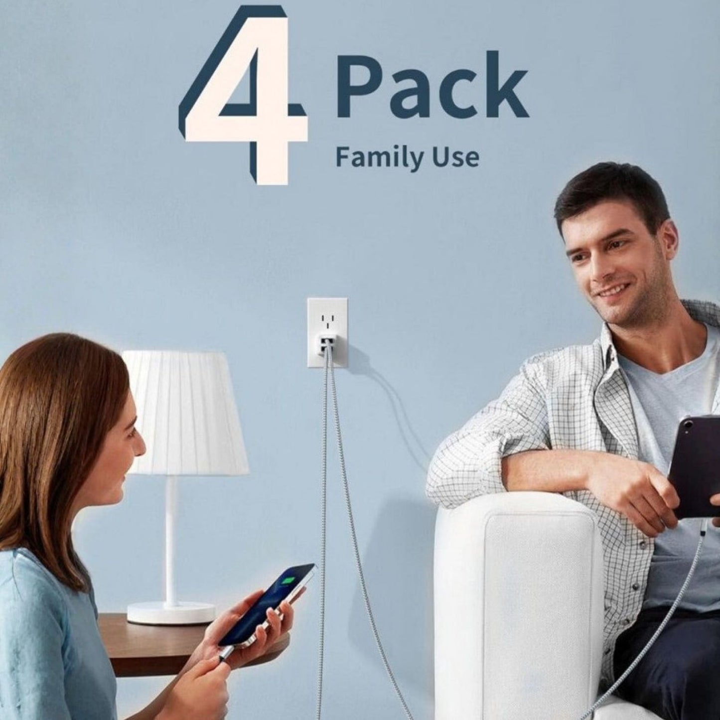 iPhone Ladekabel 4 Stück - 1 m, Geflochtenes Nylon, Weiß-Grau, Lightning Kabel Set