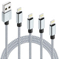 iPhone Ladekabel 4 Stück - 1 m, Geflochtenes Nylon, Weiß-Grau, Lightning Kabel Set