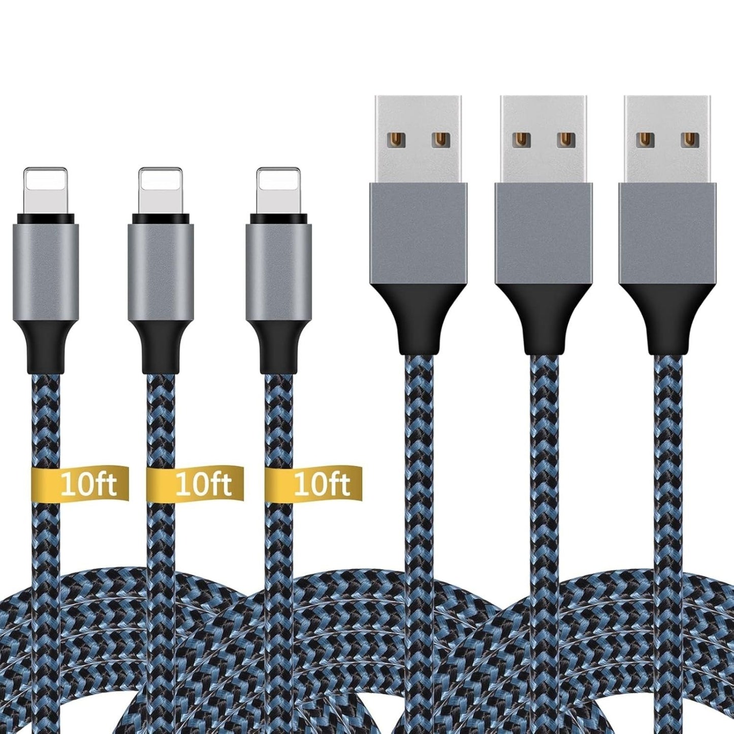 Apple MFi Zertifizierter iPhone Ladegerät - Weißes Lightning Kabel Set (1 m, 3×2 m, 3 m) Schnellladung