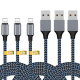 iPhone Зарядно с Apple MFi Сертификат - Бял Lightning Кабелен Комплект (1 м, 3×2 м, 3 м) с Бързо Зареждане