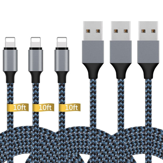 Nabíječka pro iPhone s certifikátem Apple MFi – bílá sada kabelů Lightning (1 m, 3×2 m, 3 m) s rychlým nabíjením