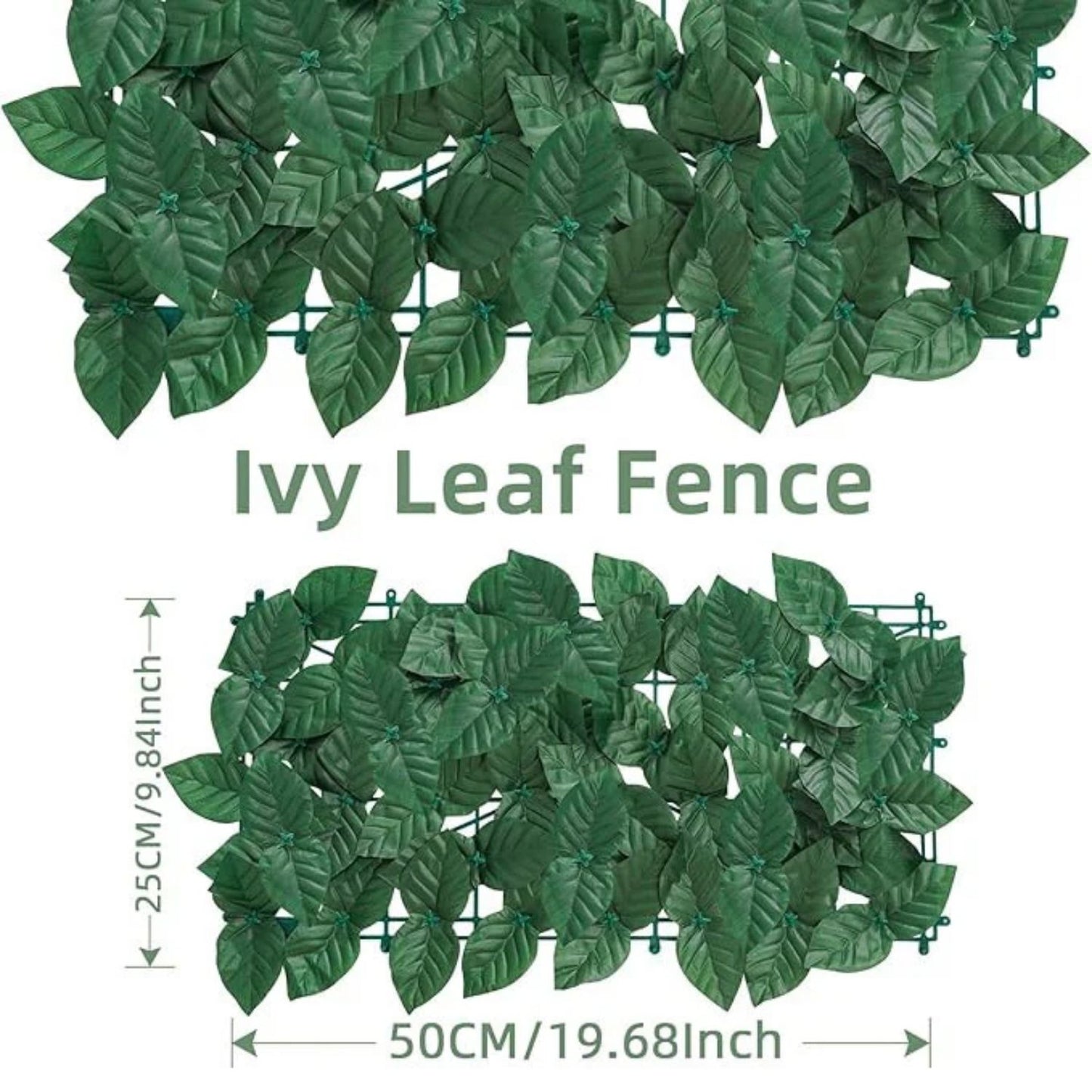 Künstlicher Dunkelgrüner Blattbesetzter Zierzaun – 25x50 cm, UV-Beständiger Gartenschutz