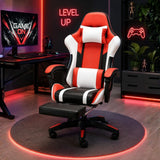 Herní křeslo s opěrkou nohou, ergonomické – sklopné 90–150°, do 150 kg, opěrka hlavy a beder, Ofcasa