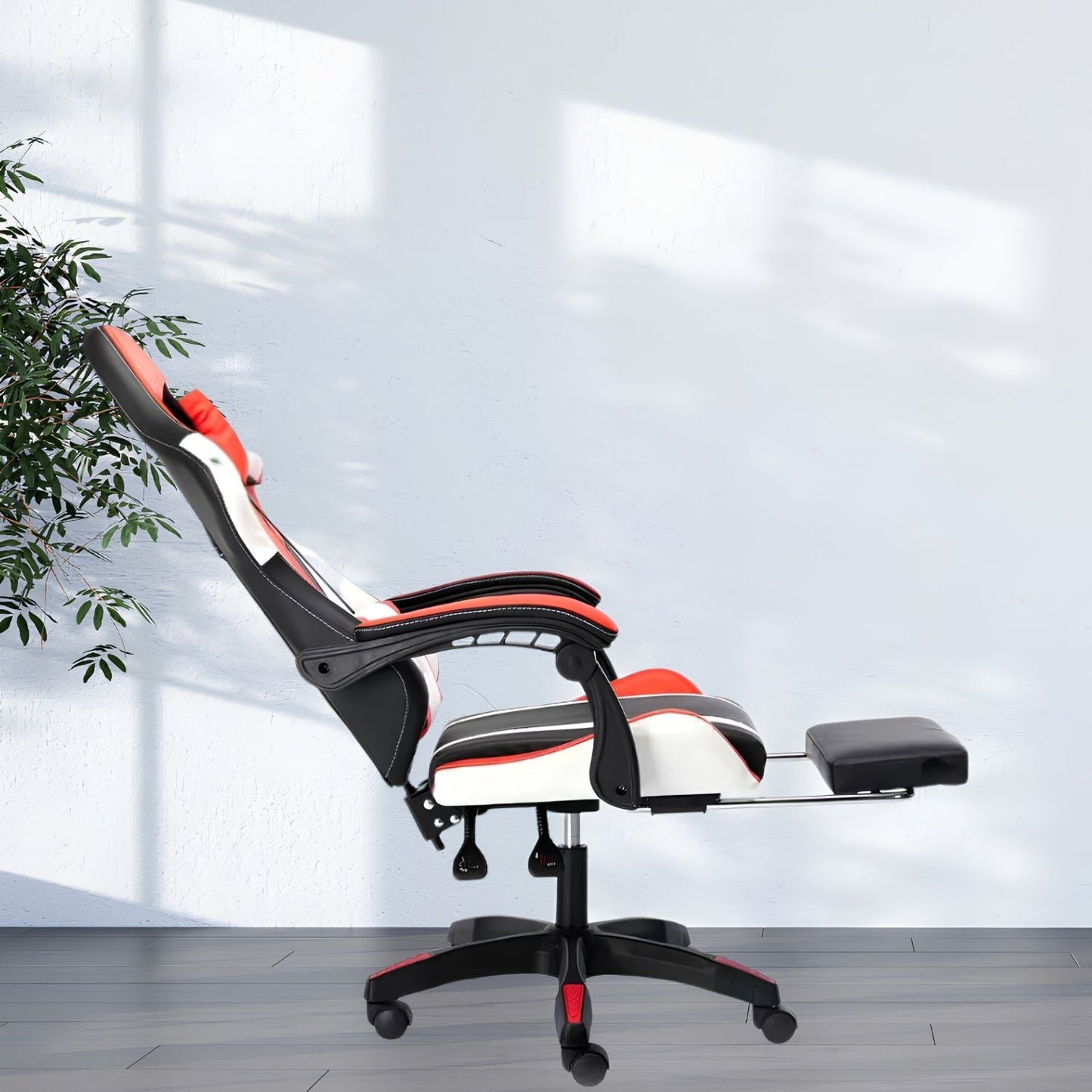 OFCASA Ergonomiczne Krzesło Gracza Pomarańczowo-Białe z Podnóżkiem