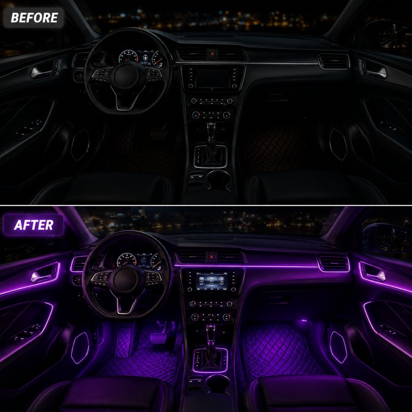 OneLED Автомобилна LED лента, режеща се LED светлина, декоративна светлинна лента, с зарядно за запалка 2 м