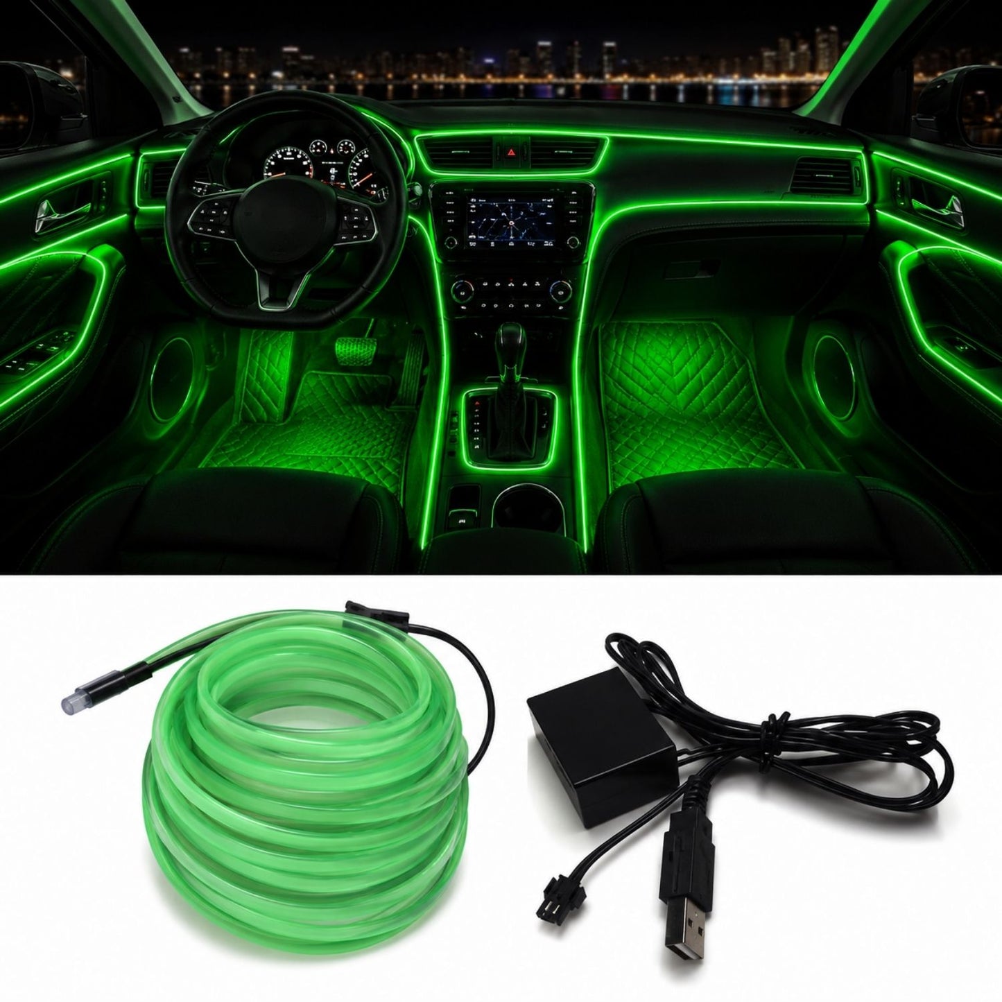 OneLED Fir LED auto, lumină LED tăiată, cu încărcător USB