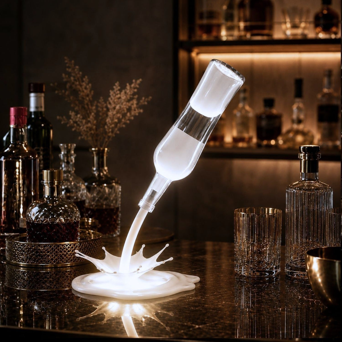 Lampa de noptieră creativă cu LED Sazdekor (Formă de suport pentru sticle de vin)