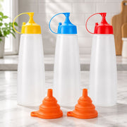 LikeSun Zestaw 3 Plastikowych Butelek na Sos – 550 ml Do Polew i Sosów