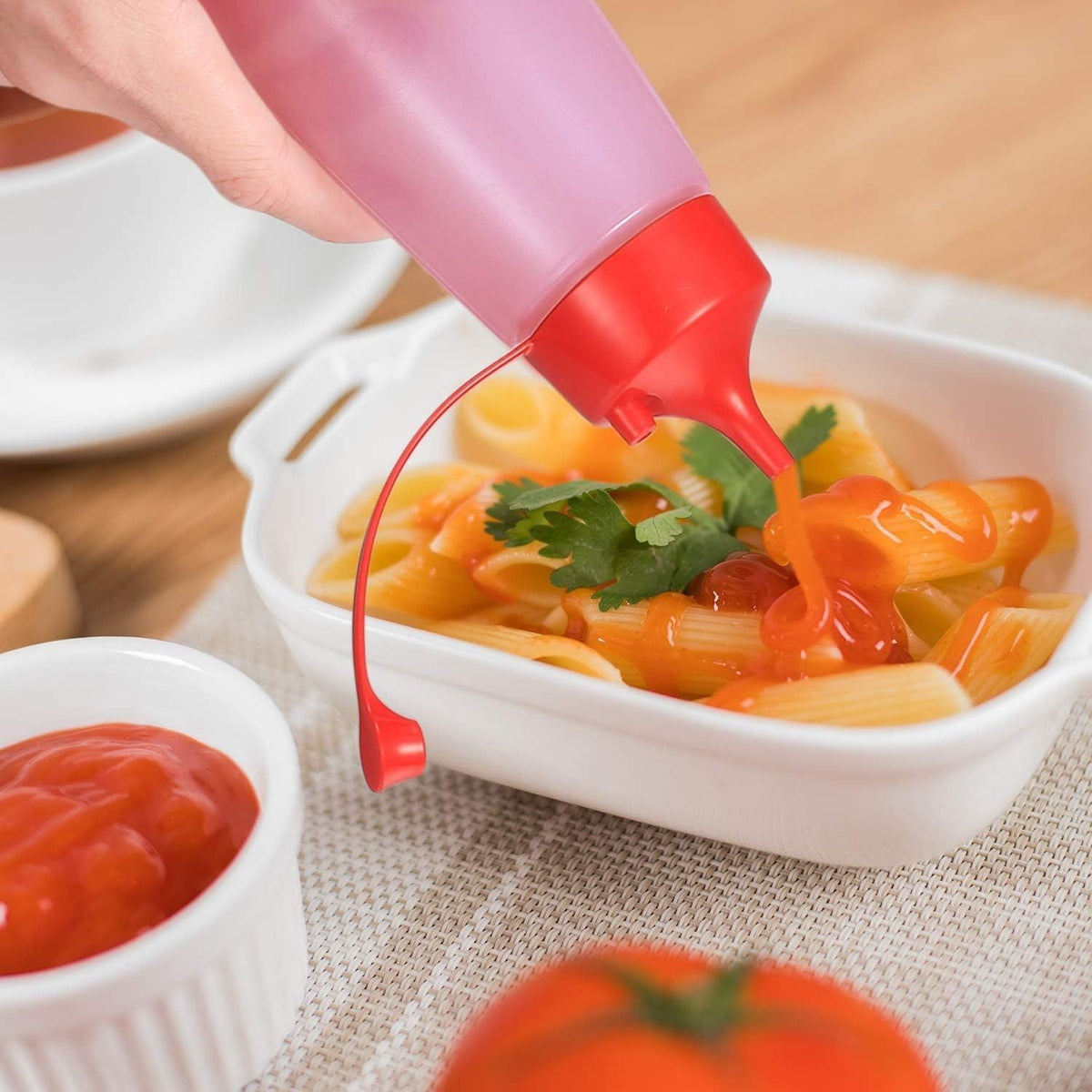 LikeSun Zestaw 3 Plastikowych Butelek na Sos – 550 ml Do Polew i Sosów