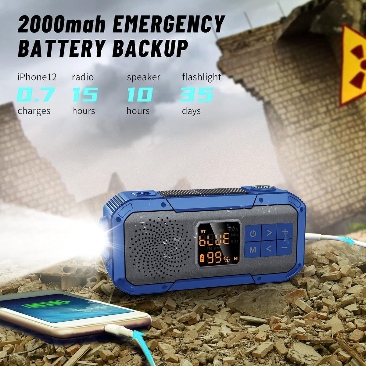 Radio Multifuncțional - Bluetooth, Powerbank și Lanternă de Urgență