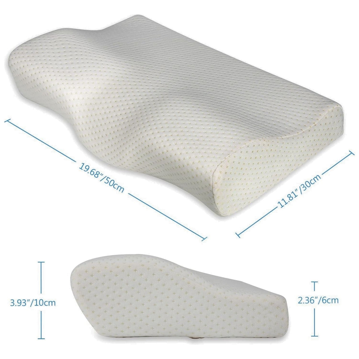 Blux Udobna blazina iz spominske pene z pralnim prevlekom – 50×30×10/7 cm - Bela
