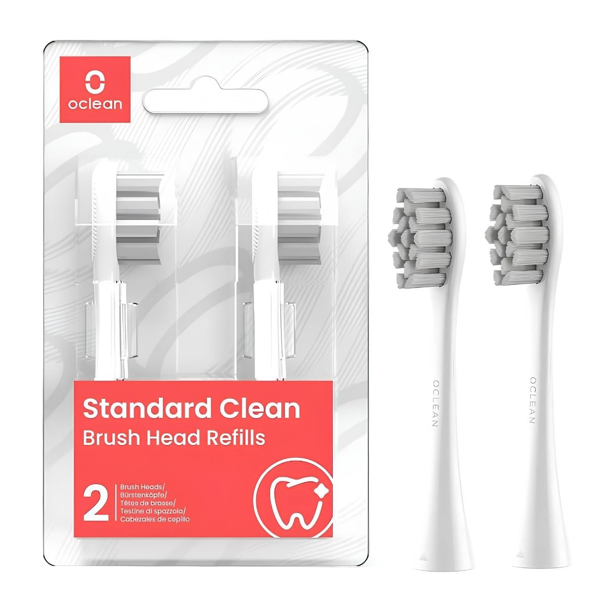 Oclean Standard Reinigungszahnbürste Ersatzkopf – 2 Stück, Weiß