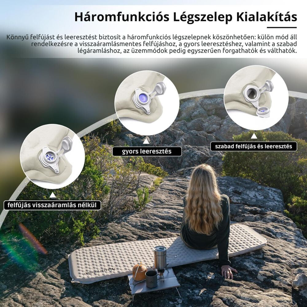 Naturehike Leicht Aufblasbare Campingmatratze – 3,5 cm Dick, Ultraleicht (490 g), Rechteckige Form, Hellgrau