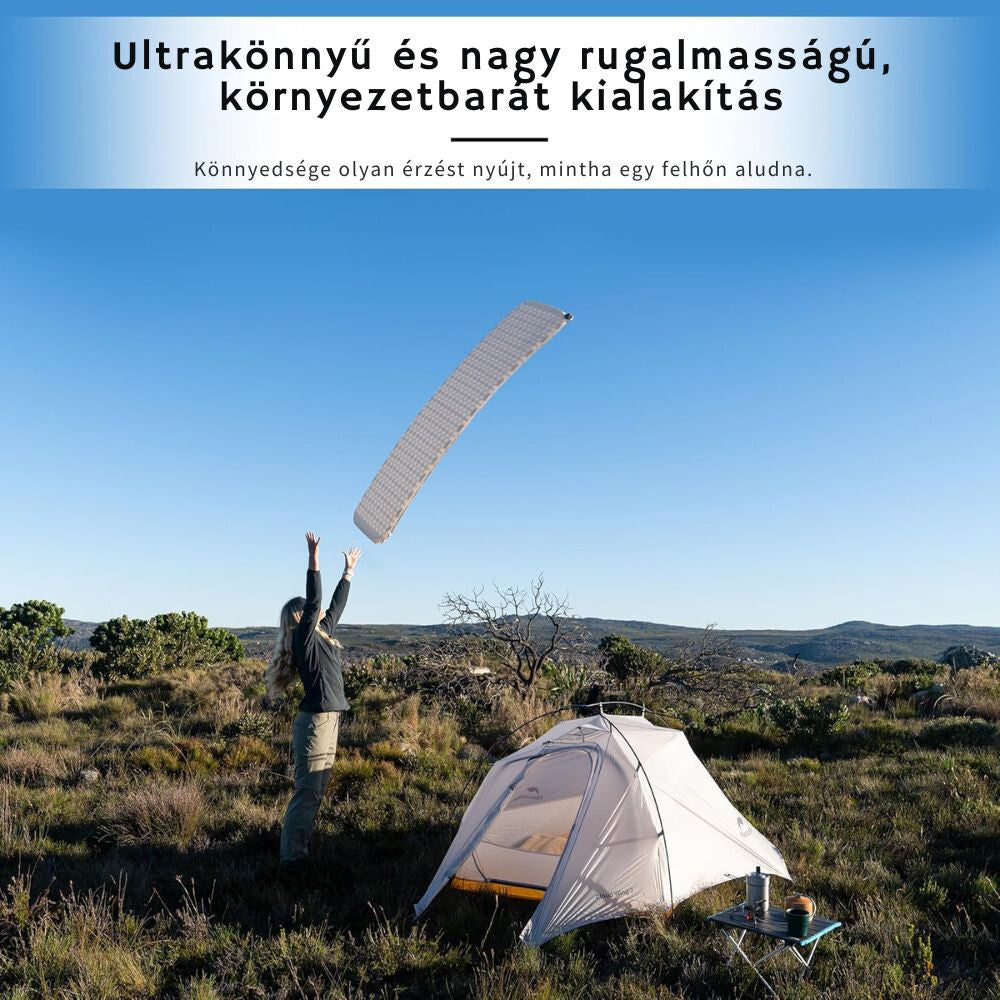 Naturehike Leicht Aufblasbare Campingmatratze – 3,5 cm Dick, Ultraleicht (490 g), Rechteckige Form, Hellgrau