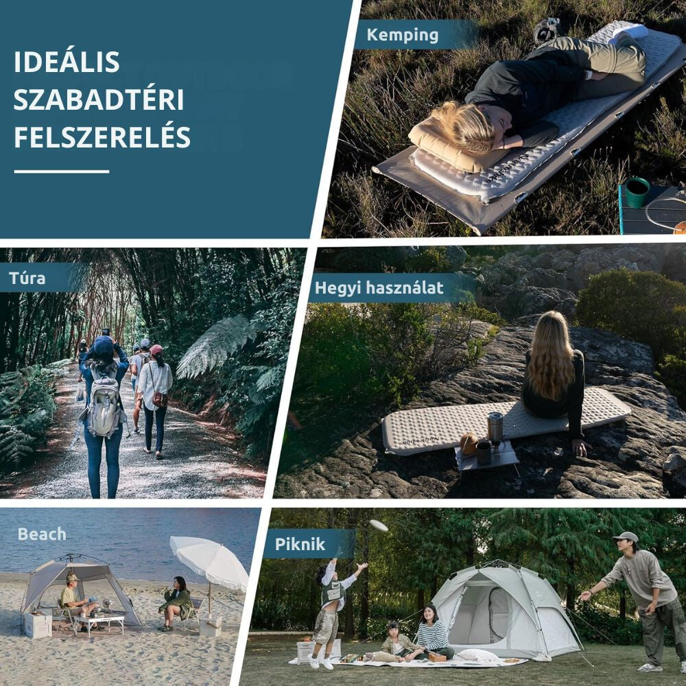 Naturehike Leicht Aufblasbare Campingmatratze – 3,5 cm Dick, Ultraleicht (490 g), Rechteckige Form, Hellgrau