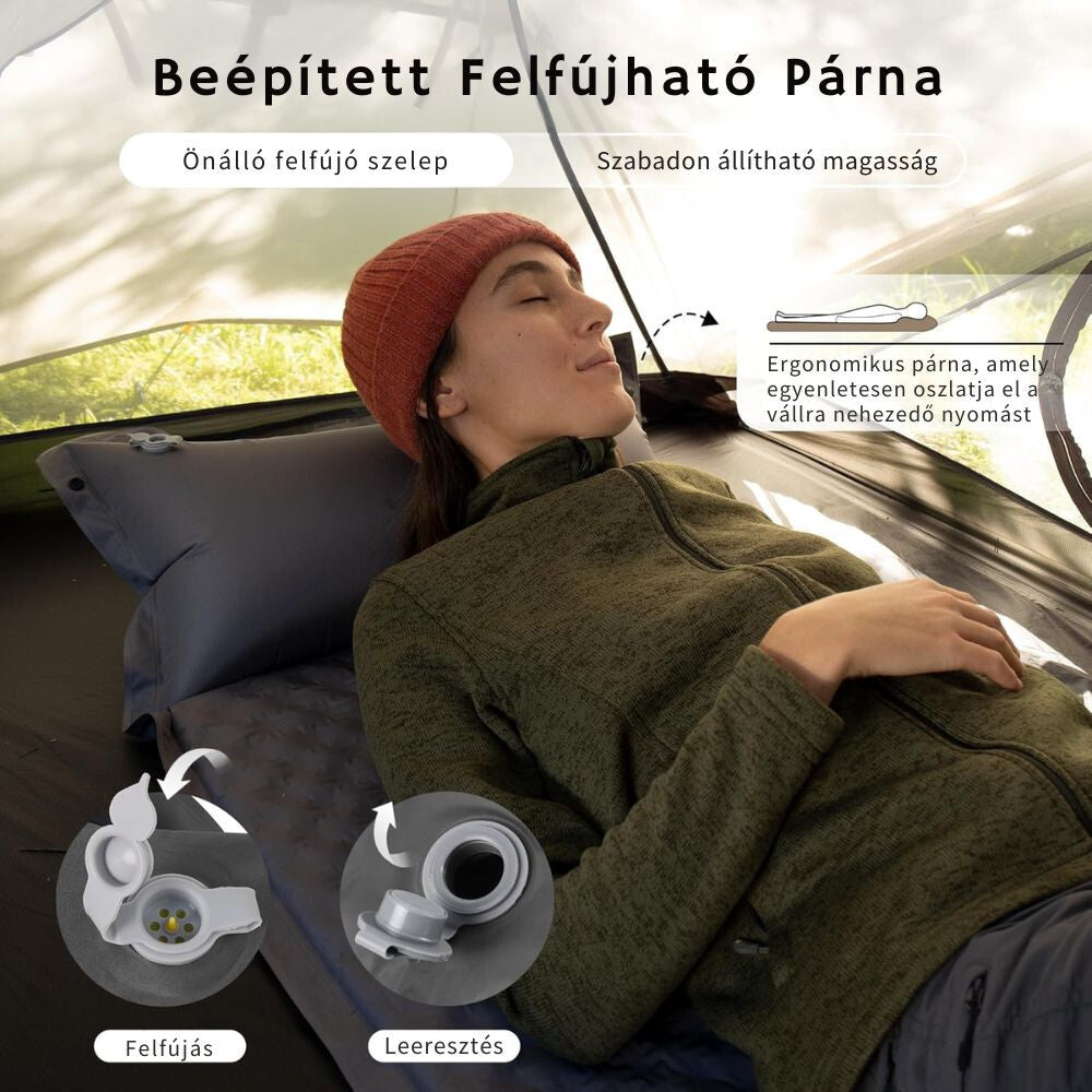 Naturehike Snadno Nafukovací Kempingová Karimatka s Integrovaným Polštářem – 6 cm Silná, Propojitelná