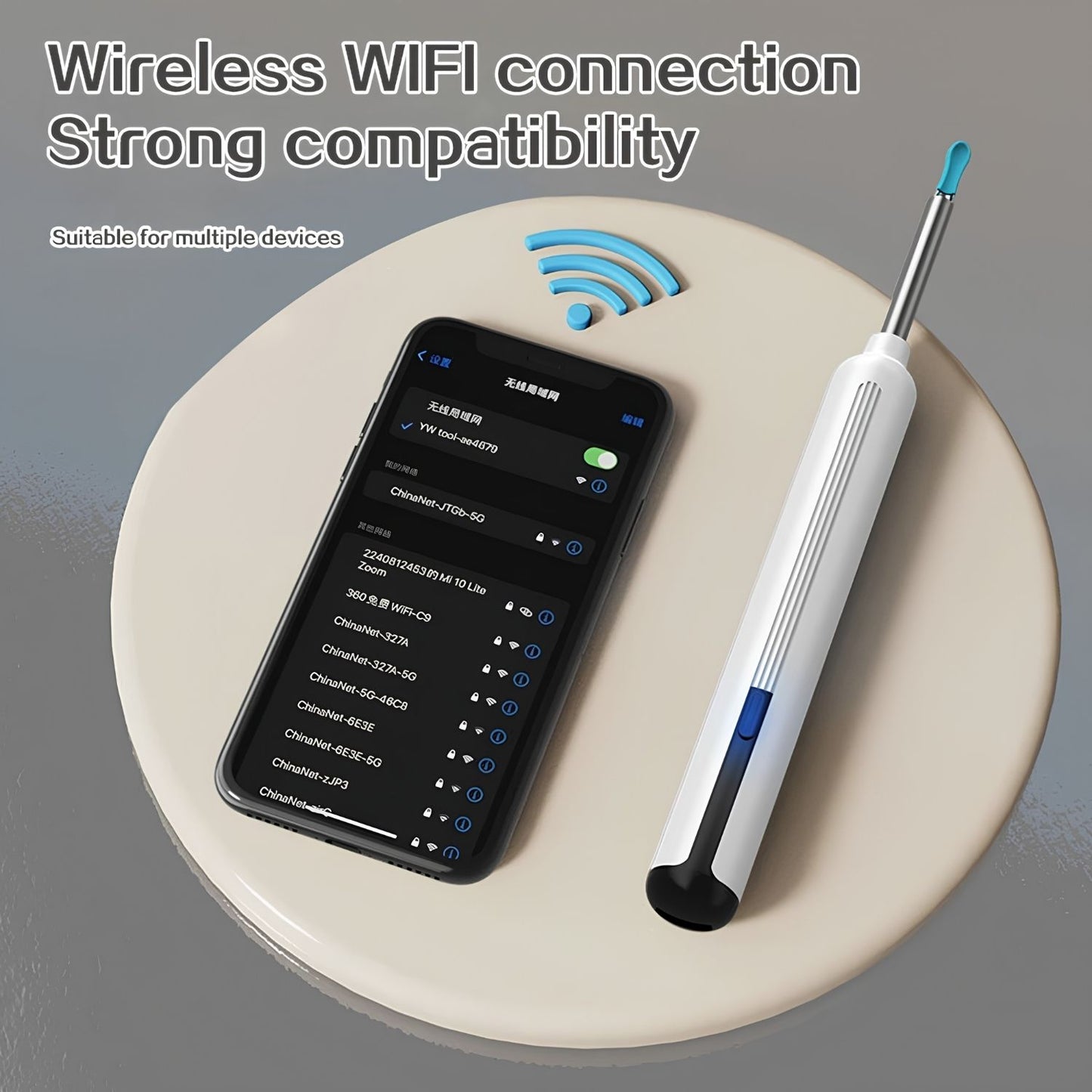 Kamerová ušná čistička YW16 s WiFi pripojením – živý obraz v mobilnom telefóne, 6 silikónových nadstavcov