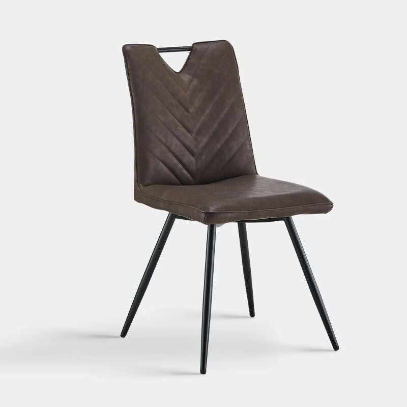 Set de 2 scaune de dining Calais cu mânere – Piele ecologică maro