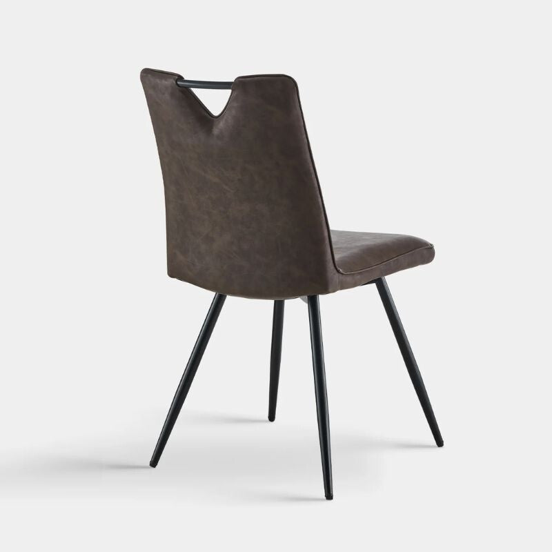 Set de 2 scaune de dining Calais cu mânere – Piele ecologică maro