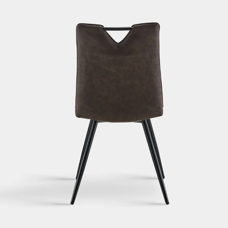 Set de 2 scaune de dining Calais cu mânere – Piele ecologică maro